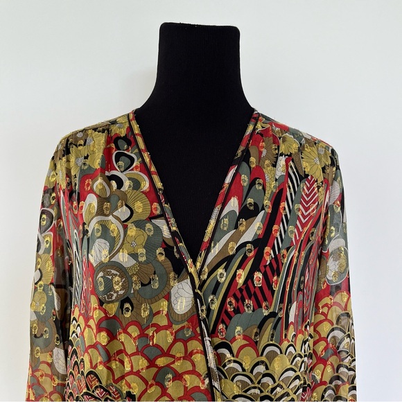 ZADIG & VOLTAIRE deluxe gold silk blouse top. TOUMI DELUXE top. Semi sheer blous - Picture 3 of 8